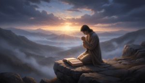 Imagem representando a esperança em Deus mesmo em tempos difíceis, com luz surgindo entre as nuvens. Ilustração visual da fé cristã quando tudo parece perdido e Deus ainda age.